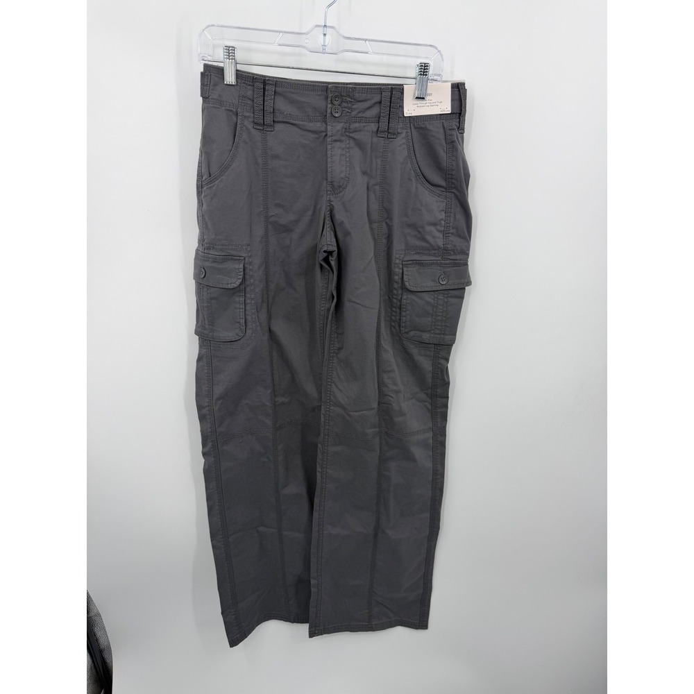 Hollister Low-Rise Baggy Cargo Pants Women 2 Long Grey W26 Utility Trousers